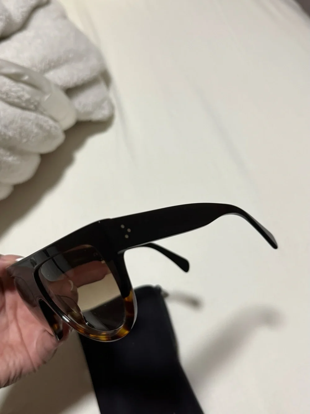 Celine Black and Tortoiseshell Oversized Shield Sunglasses